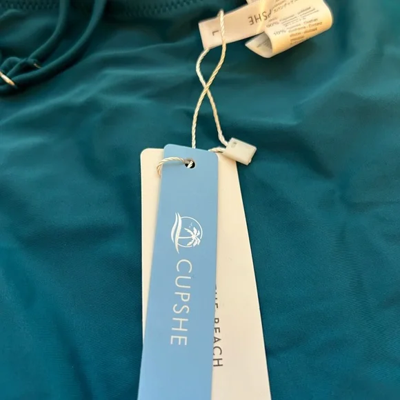 Cupshe Teal One-Piece Swimsuit With Bonus Coverup. Size Large. NWT - Picture 7 of 8